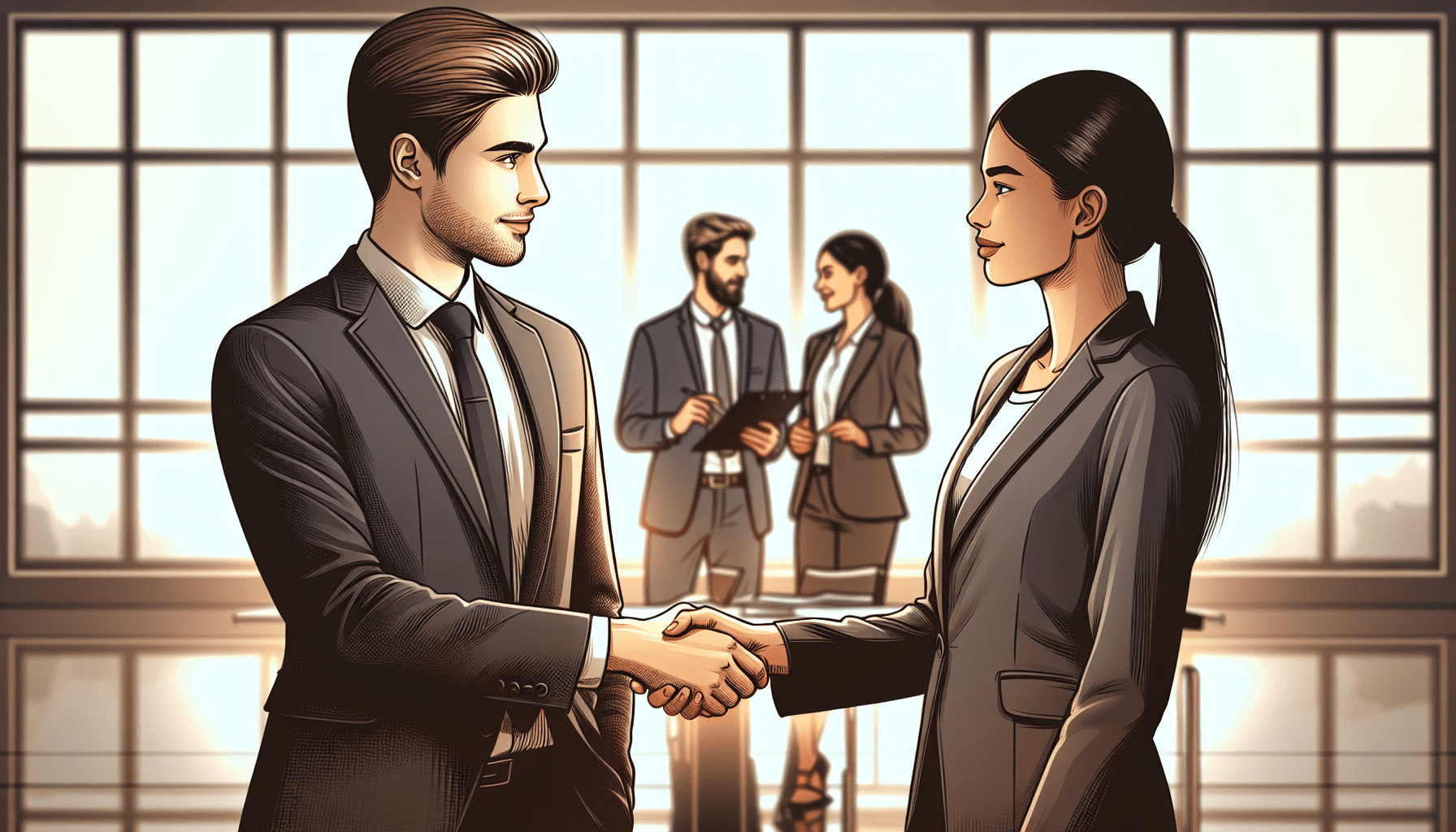 Illustration of a handshake symbolizing a strong working relationship