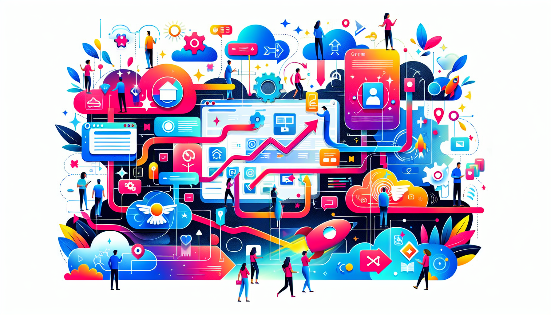 Illustration depicting the onboarding process for SaaS products.