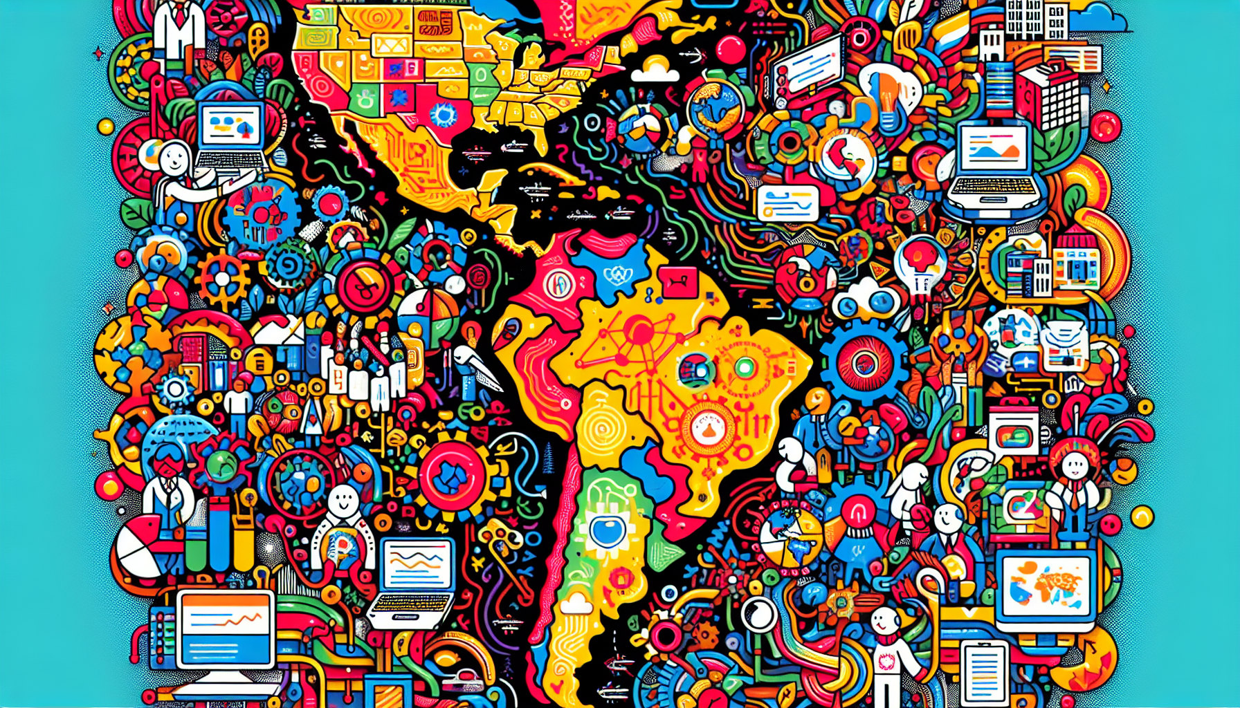 An illustration showcasing various LATAM countries as top software development outsourcing destinations.