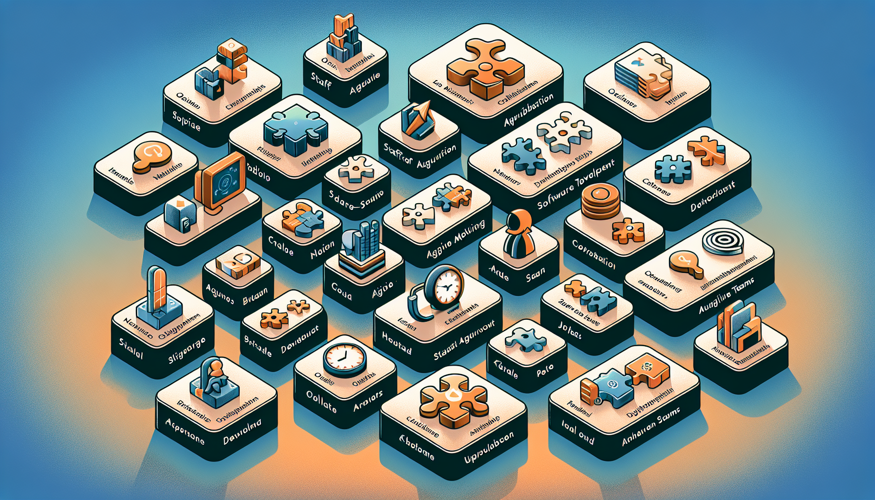 An illustration depicting different models of nearshore software development.