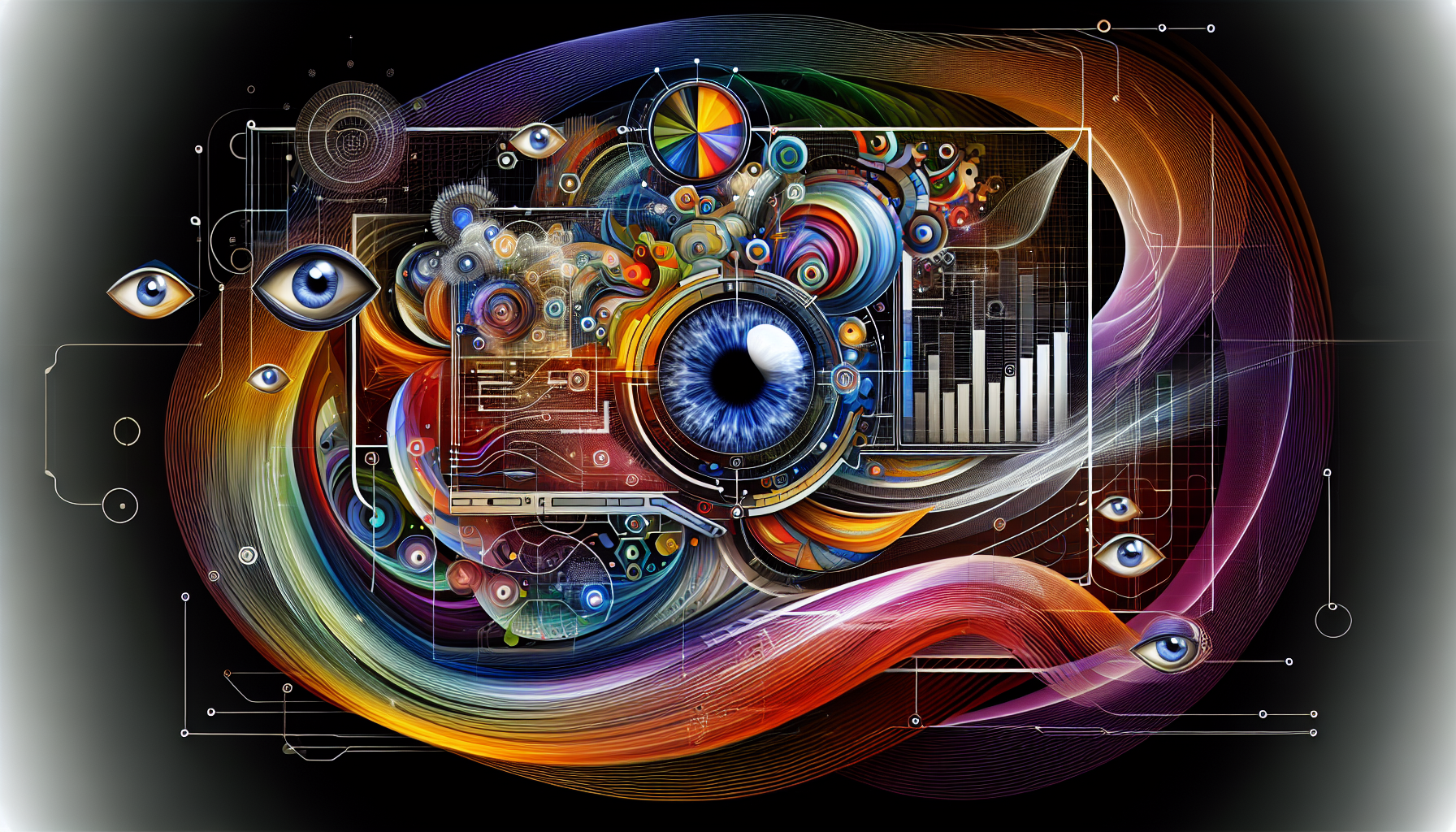 A visual representation of visual testing and computer vision in software quality assurance.