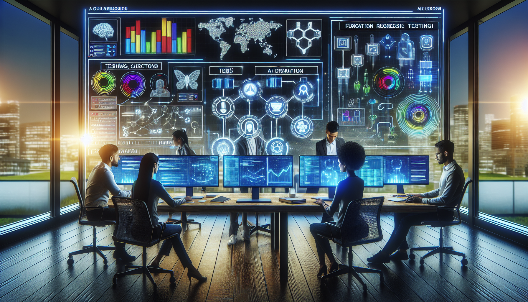 An illustration showing functional and regression testing enhanced by AI tools.