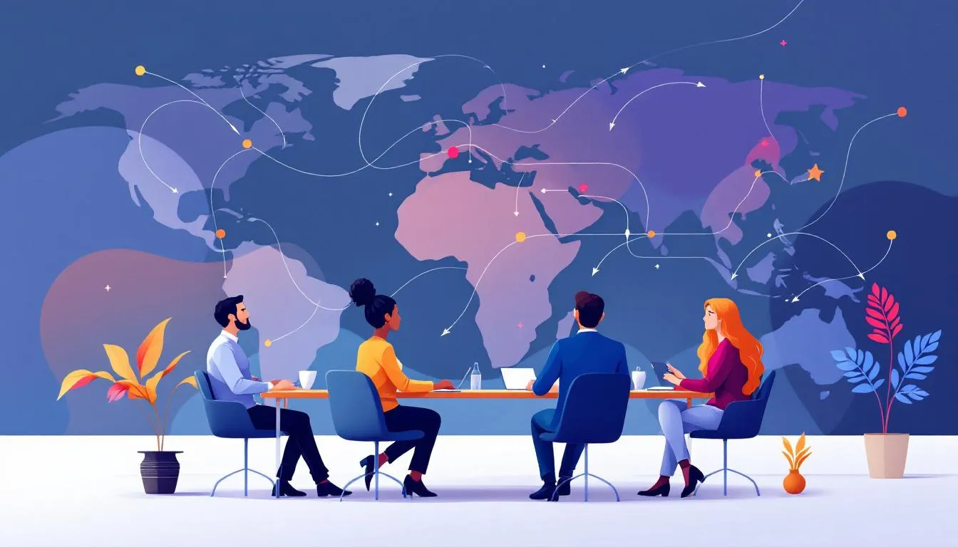 A business meeting showcasing the benefits of Latin American talent acquisition.